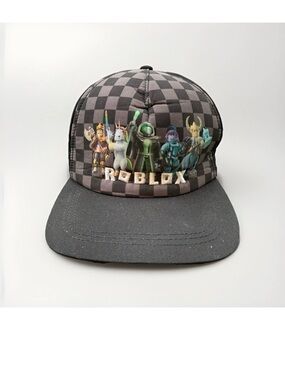 Roblox Adjustable Black Checkered Character SnapBack Hat BA909RBX